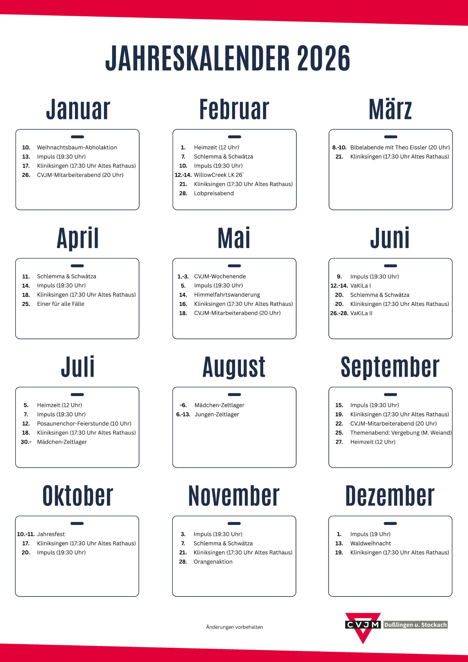 Jahreskalender 2026